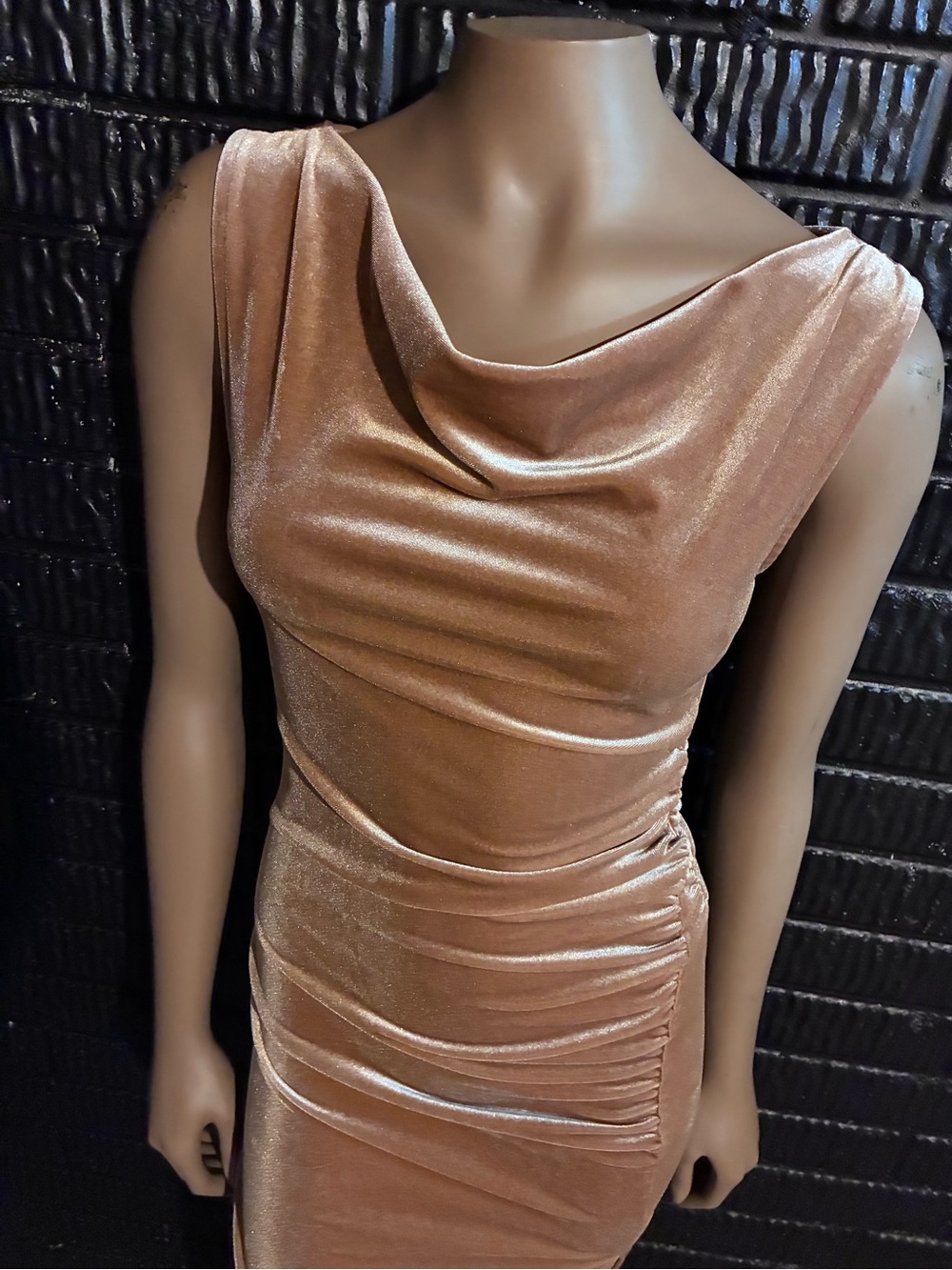 Old Navy Blush Velvet Cowl-Neck Midi Dress